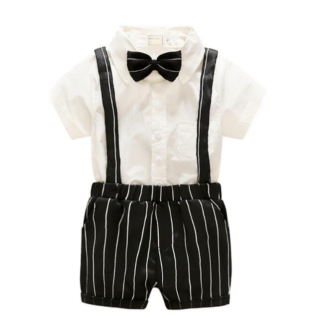 子供服★紳士風★半袖シャツ+サロペット★セットアップ★キッズ男の子★70-100CM