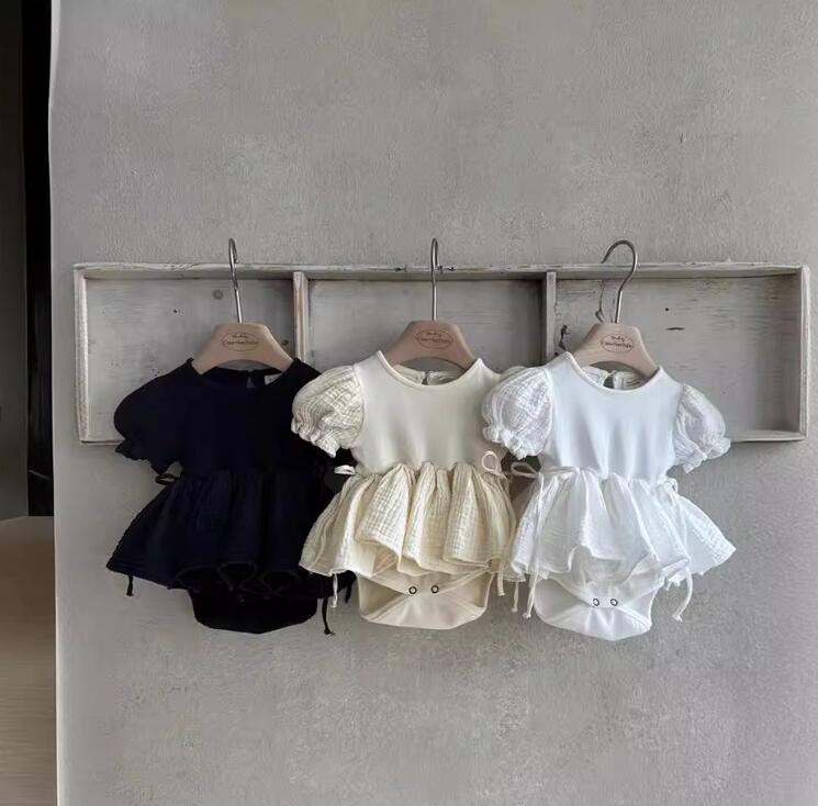 2024★夏新作★韓国風ベビー服★ロンパース+ヘアバンド★3色66-90CM