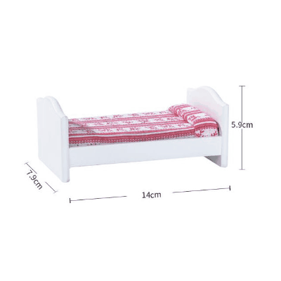 ミニチュア 1:12dollhouse ドールハウス用家具フィギュア ぬい撮ドール撮影ベッド 花柄ストライプ柄 微風景