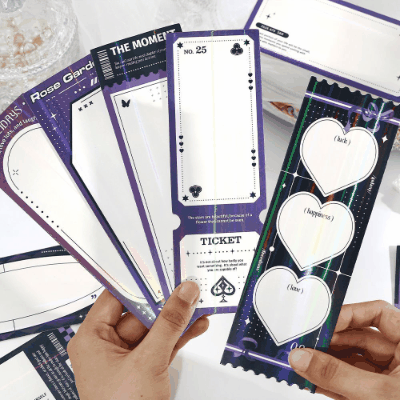 カフェ風 ペーパー素材紙 メモ紙 ミニカード バタフライ蝶 チェック柄 ハート 幾何学枠 10枚入