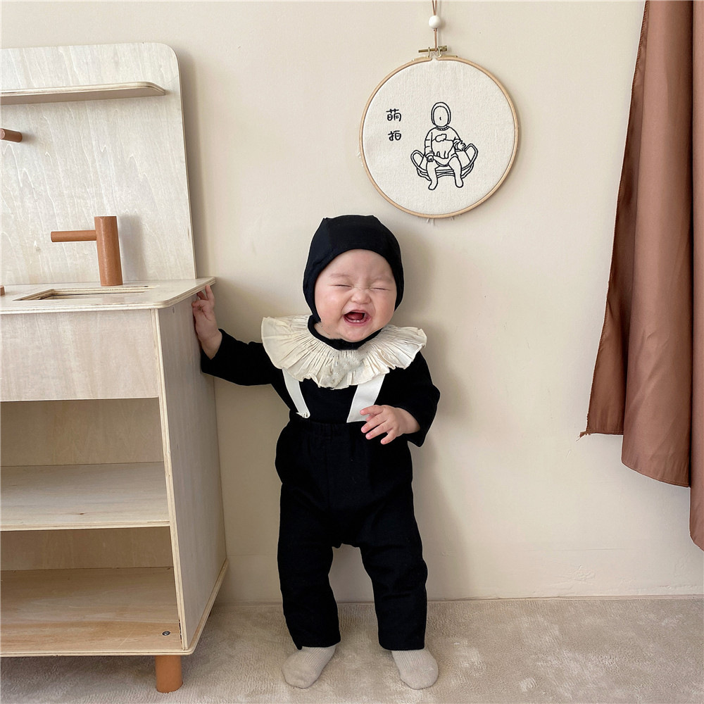 2024秋YQ★子供服　ロンパース+サロペット+帽　セットアップ★66cm〜90cm 3色