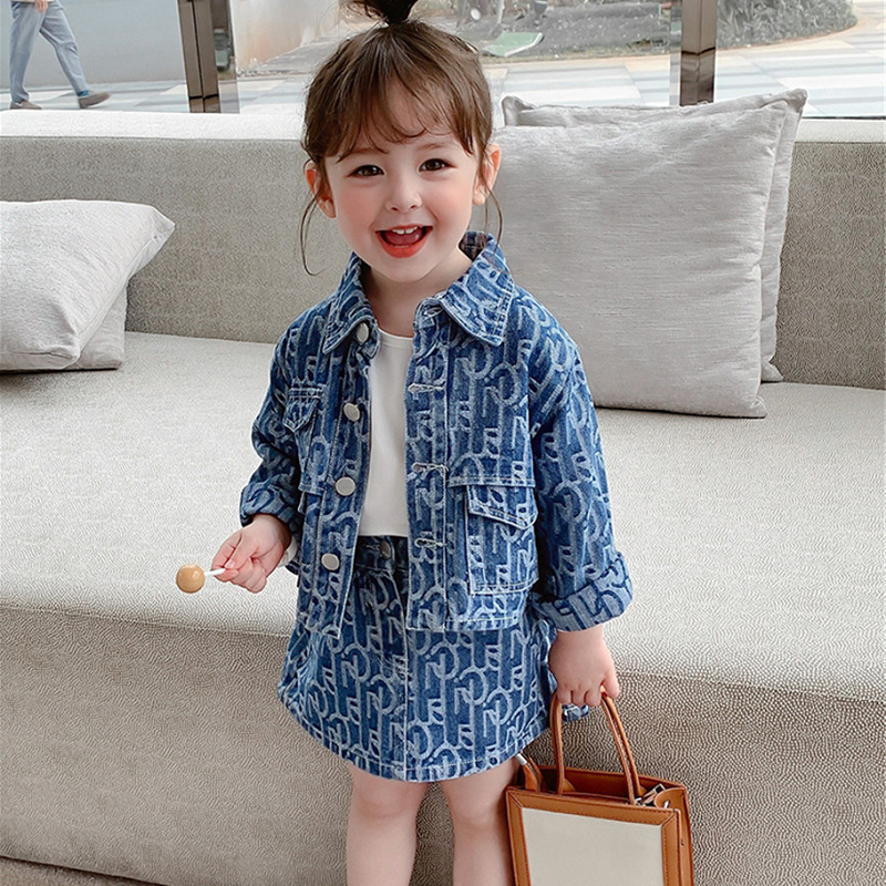 「2024」子供服★デニムコート+スカート★セットアップ★韓国風子供服★7#〜15#
