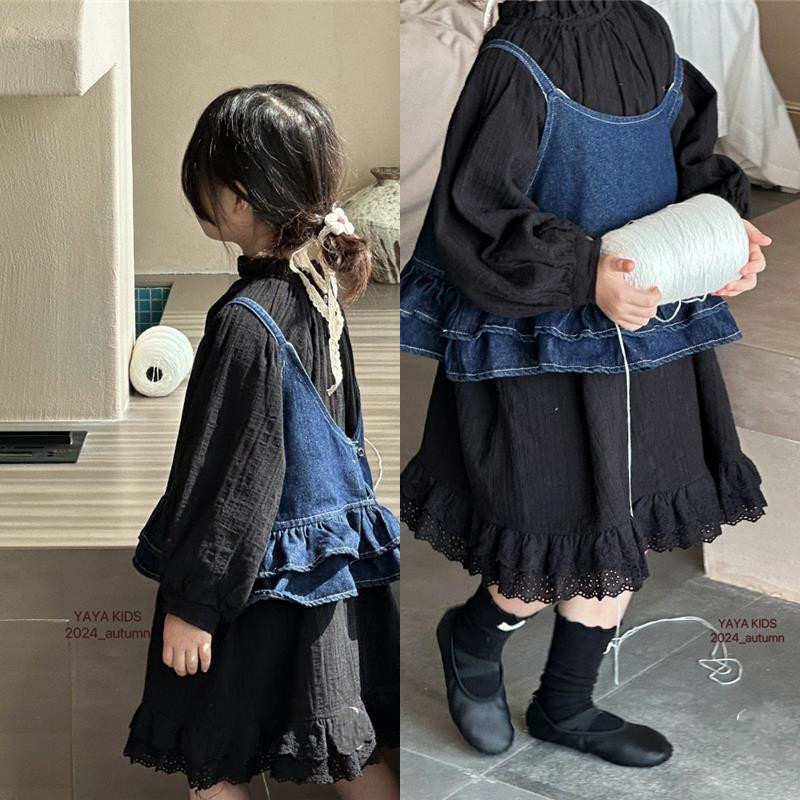 2024秋新作★子供服　デニムベスト&ワンピース分けて★90cm〜140cm