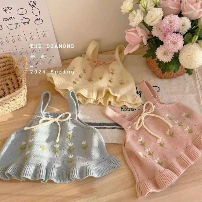 「2024」子供服★トップス★ニット★ベスト★韓国風子供服★3色80cm〜130cm