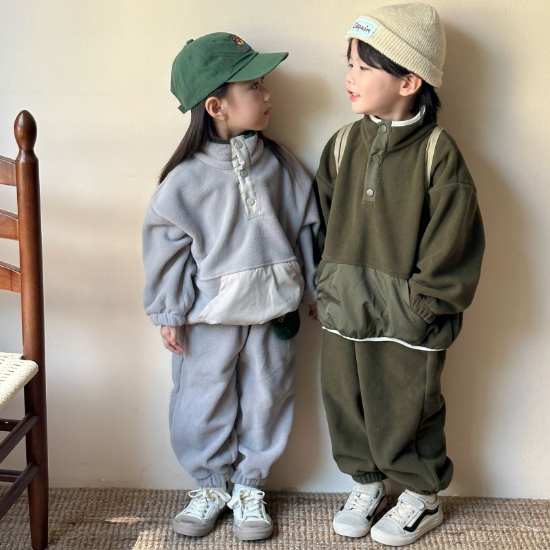 「2024」子供服★トップス+ズボン★セットアップ★韓国風子供服★裏起毛★2色80cm〜150cm