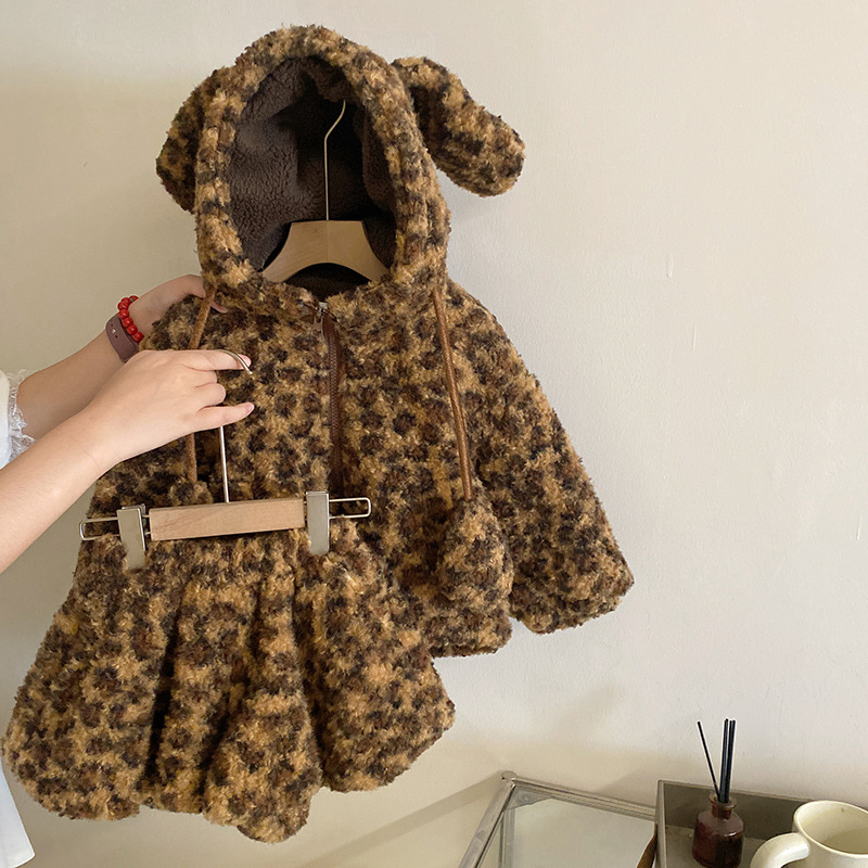 2024秋冬新品★子供服 　豹柄コート&ズボン分けて★90cm〜150cm