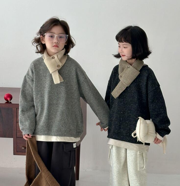 2024秋冬新品★子供服　重ね着トレーナー　トップス　裏起毛★90cm〜140cm 2色