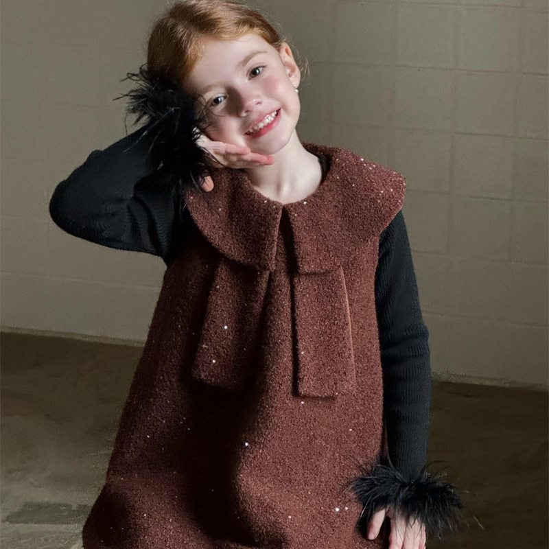 2024秋冬新品CL★子供服　裏起毛ワンピース★90cm〜140cm