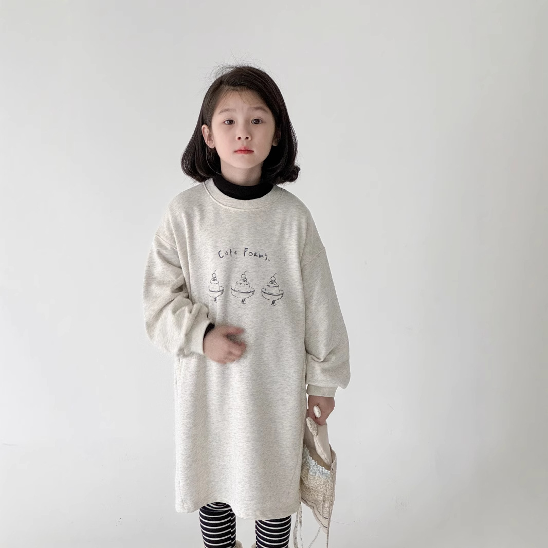 20244秋冬新品★子供服　ワンピース  裏起毛★90cm〜150cm 2色