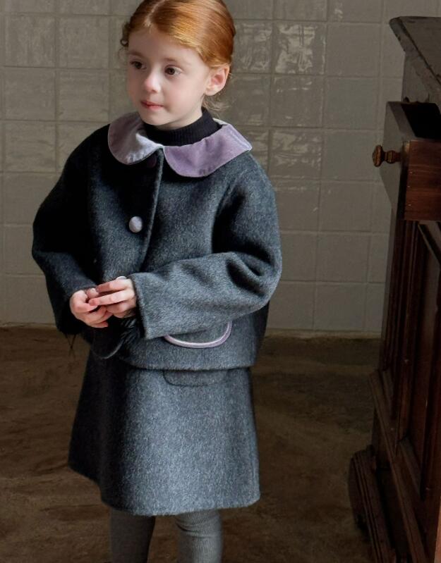 2024冬otaly★子供服　コート+ベストワンピース　セット  70%ウール★90cm〜130cm