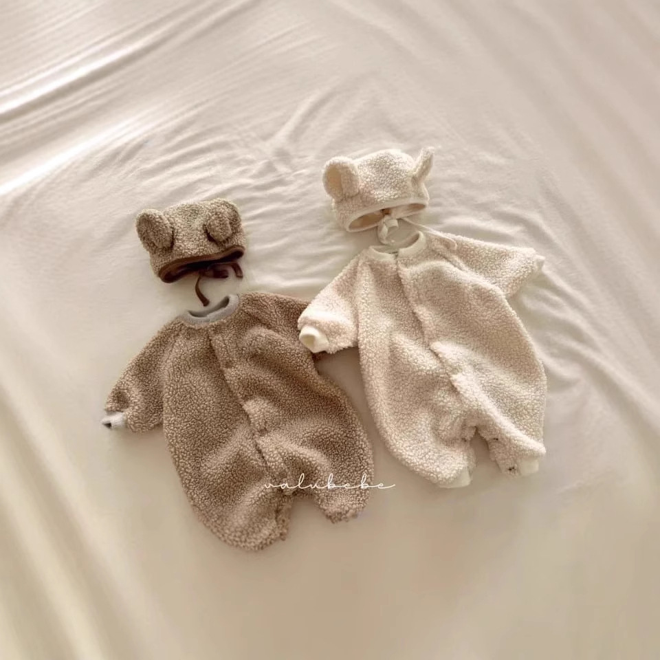 2024新入荷h★ベビー服　ロンパース+帽子★66cm〜90cm 2色