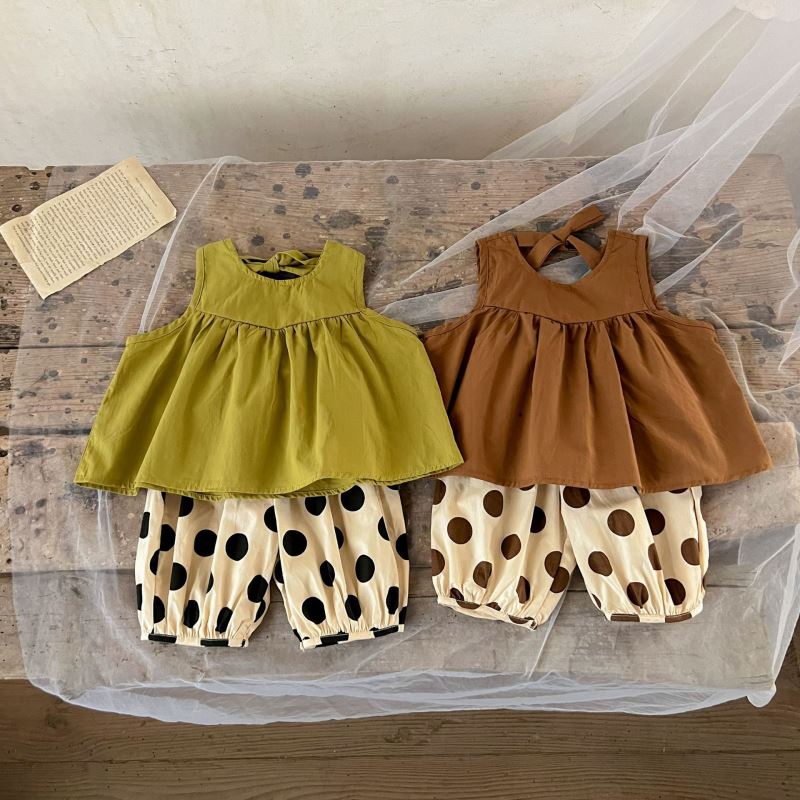 「2025」子供服★トップス+ズボン★セットアップ★袖なし★韓国風子供服★2色73cm〜110cm