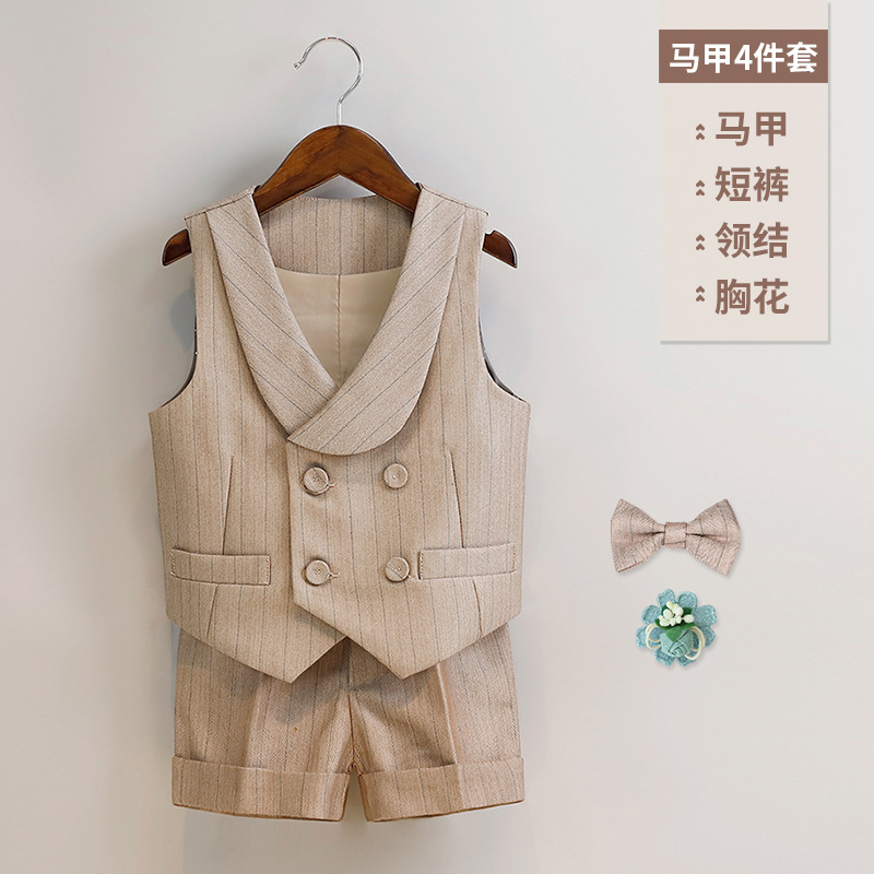 「2025」子供服★チョッキ+ショートパンツ+蝶結び+花飾り★セットアップ★80cm〜150cm
