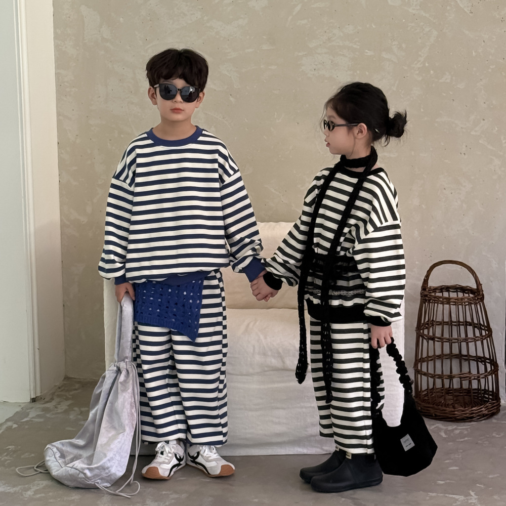 2025蓝色围巾★子供服　セットアップ★90cm〜150cm 2色
