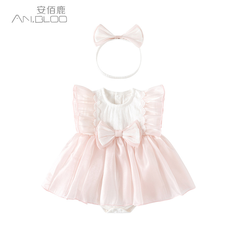 「2026」子供服★ロンパース+ヘアバンド★袖なし★韓国風子供服★2色59cm〜90cm