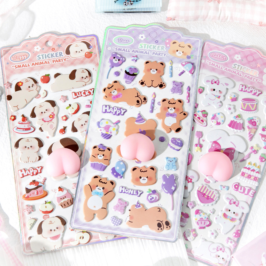 DIY手作り ステッカー★粘着シール★3D★手帳素材