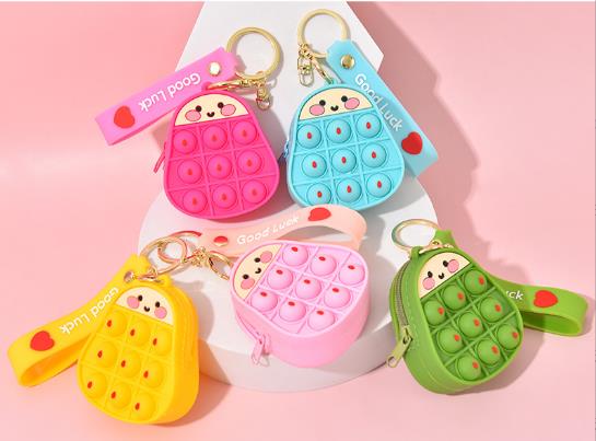 新入荷★キーホルダー　コインバック　減圧グッズ　プッシュポップ★5色