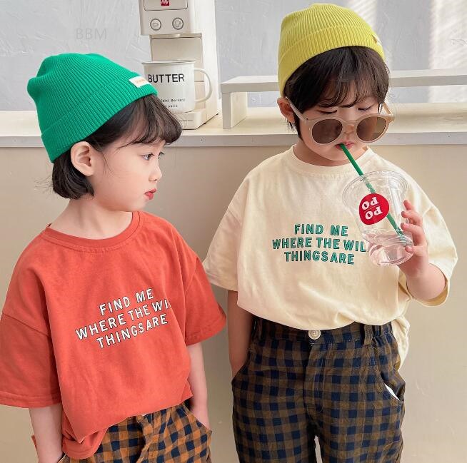 2022★春夏新作★韓国風子供服★トップス★Tシャツ★半袖★男女兼用★カジュアル★2色80-130CM