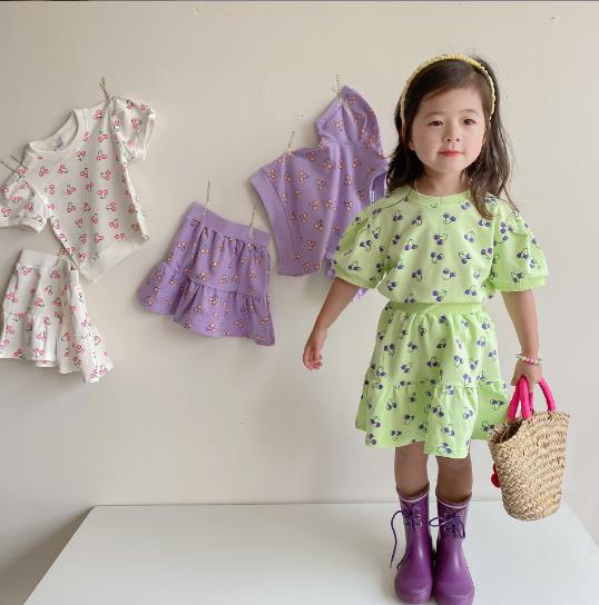 2022夏新品★子供服　トップス+スカート　セットアップ　80-130cm　2色