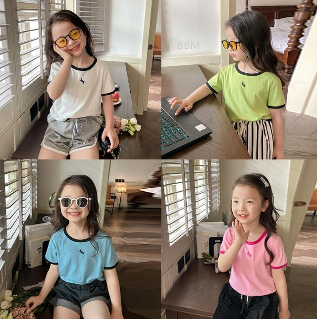 2022★春夏新作★韓国風子供服★刺繍★Tシャツ★トップス★カジュアル★4色80-150CM