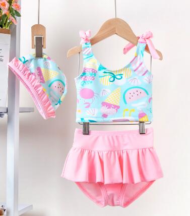 2023年新作★キッズ用アパレル　水着★ビキニ★3点セット★90-130