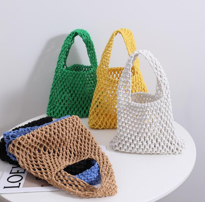 バッグ★レディース★ハンドバッグ★韓国風★編みバッグ★無地★4色