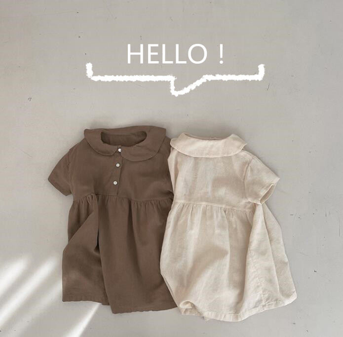 子供服★ワンピース★半袖★韓国風子供服★キッズ女の子★無地★2色★80-130CM