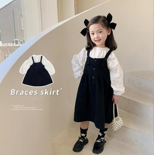 2023春新品★子供服　シャツ+吊りワンピース　セットアップ　90-140cm