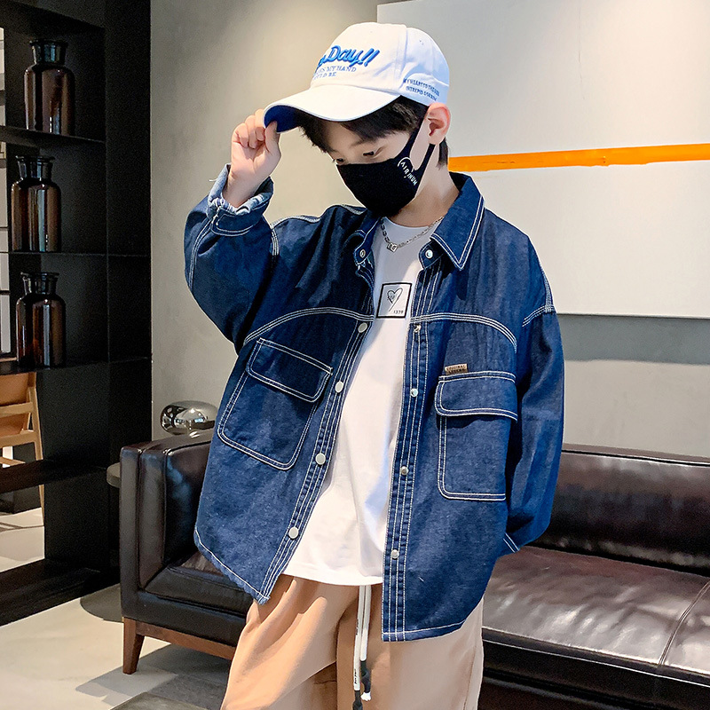 お勧め 春夏新作 子供服 男女 ジャケット ブルゾン デニム上着 ジャンパー レトロ ブラウス 120-170