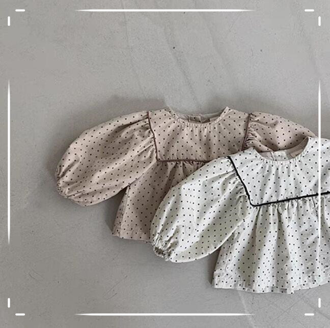 子供服★長袖シャツ★トップス★韓国風子供服★ベビー★水玉★2色★66-90CM