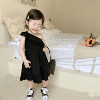 お勧め 春夏新作 韓国風 子供服 3-8歳女の子 袖なしワンピース フリル ワンピ ゆったり 7-15