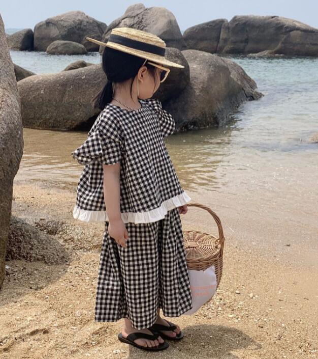 2023新品★子供服　格子トップス+ズボン　セットアップ★90-140cm★
