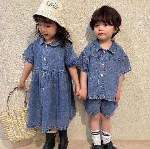 2023夏新品★子供服　デニムワンピース&デニム上下セット　80-150cm
