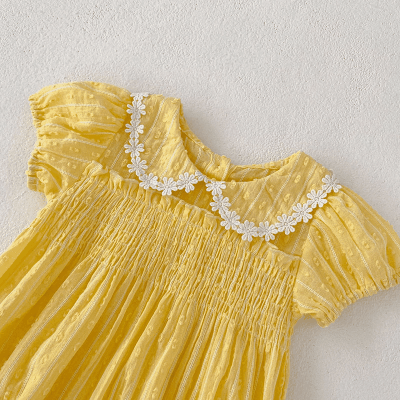 夏新作 ベビー ガールズ 連体服 レース小花 フリル ハーフリープ ロンパース カバーオール 66-90