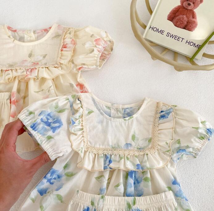 子供服★トップス+パンツ★セットアップ★韓国風子供服★ベビー★花柄★2色★66-100CM