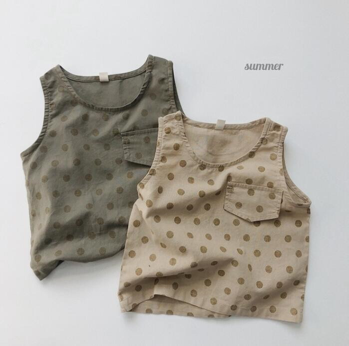 子供服★トップス★ベスト★韓国風子供服★キッズ女★男女兼用★水玉★2色★80-130CM