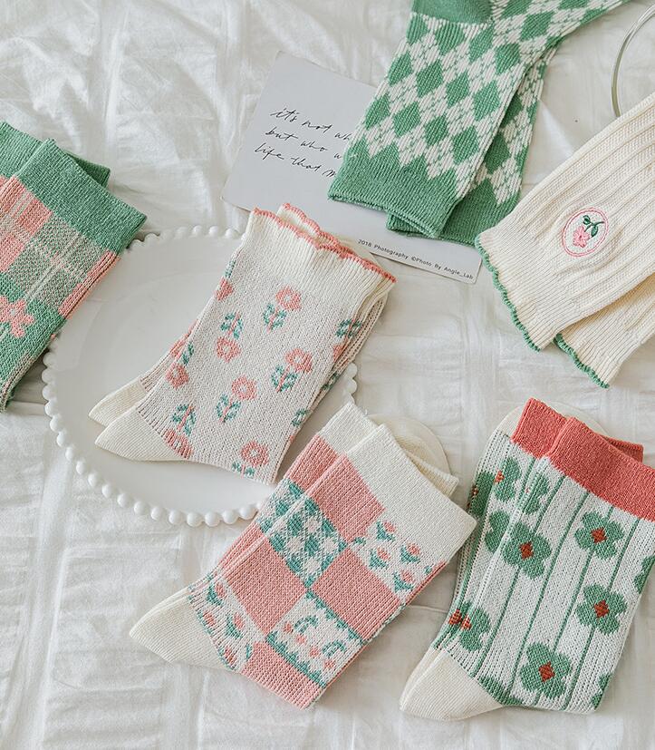 靴下★レデイース★ソックス★大人用★女性用靴下★花柄★可愛い★6色