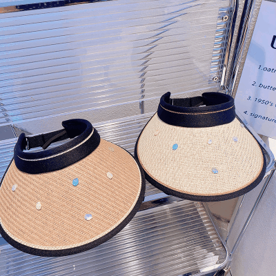 春夏 親子 キッズ レディース サンバイザー 麦わら帽子 草編み UVカット つば広 紫外線対策 日焼け止め