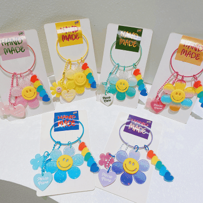 お勧め 春夏 キーホルダー アクセサリー スマホ小物 アクリル フラワー ハート キラキラ 携帯ストラップ