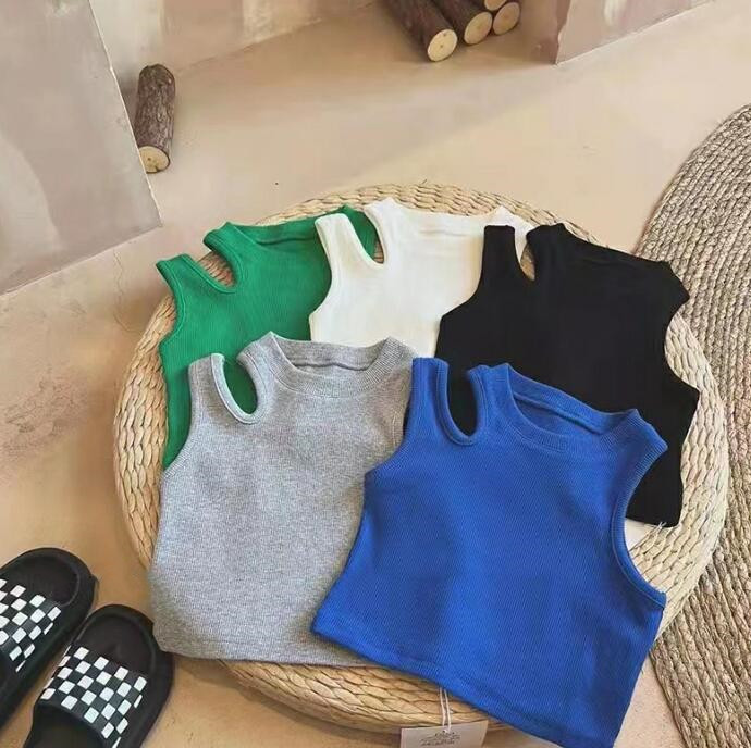 子供服★トップス★ベスト★韓国風子供服★キッズ女の子★素敵なデザイン★無地★5色★90-130CM