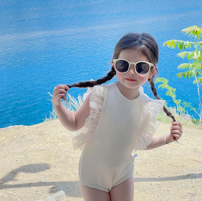 子供服★水着+帽子★連体服★韓国風子供服★キッズ女の子★無地★カジュアル★90-140CM