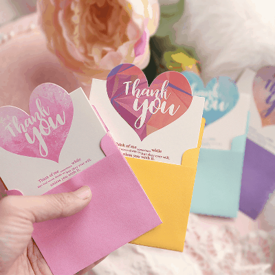 ラッピング 祝い グリーティングカード メッセージ 父の日 祝日 ピンキーカラー 封筒OPP袋 ハート 20枚