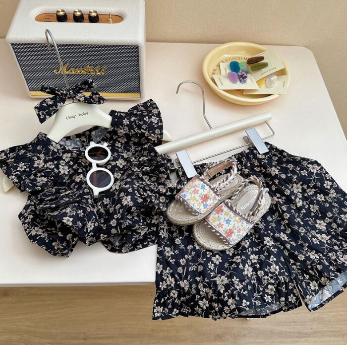 子供服★トップス+パンツ★セットアップ★韓国風子供服★キッズ女の子★花柄★90-140CM