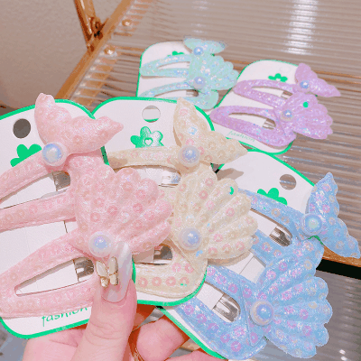 春夏 キッズ用 ガールズ ヘアピン ヘアアクセサリー 海洋 貝殻パール 人魚姫 マーメイド キラキラ 2枚入