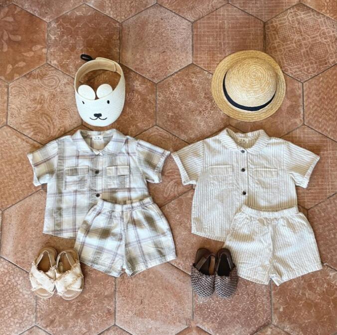 子供服★トップス+パンツ★セットアップ★韓国風子供服★ベビー★半袖★2色★73-120CM