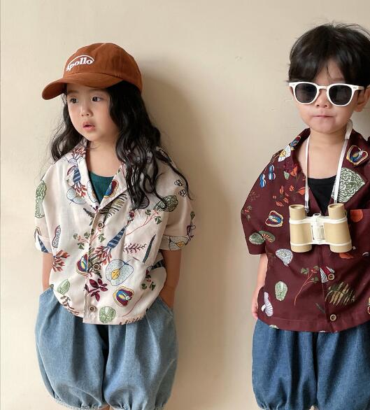 子供服★トップス★ワイシャツ★韓国風子供服★キッズ★男女兼用★半袖★2色★80-130CM