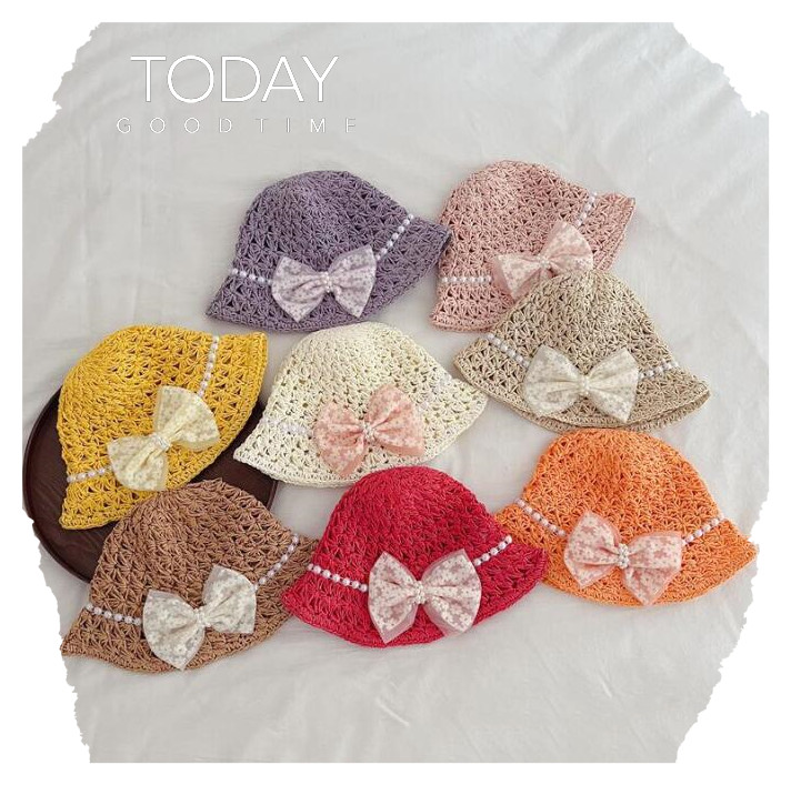 子供用★帽子★麦わら帽子★キッズ女の子★日焼け防止★バケットハット★蝶結び★8色