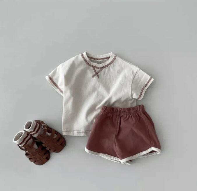 子供服★トップス+パンツ★セットアップ★韓国風子供服★ベビー★半袖★2色★73-100CM