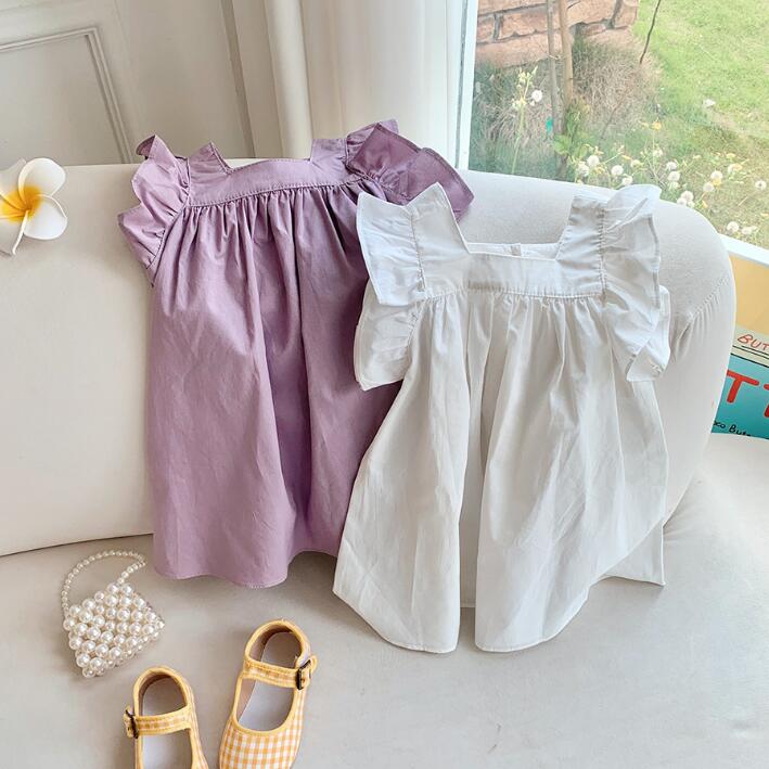 子供服★ワンピース★無地★袖なし★韓国風子供服★キッズ女の子★2色★90-140CM