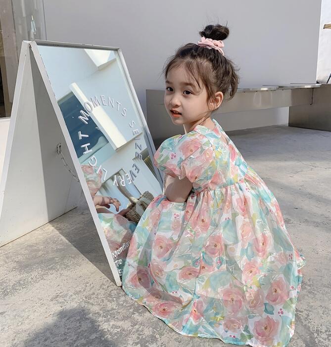 子供服★ワンピース★韓国風子供服★キッズ女の子★花柄★半袖★90-140CM